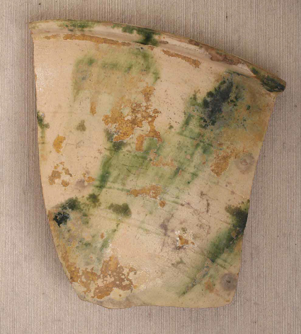 Fragments of Splashed Ceramic, Earthenware; painted on opaque white glaze (some fragments only)