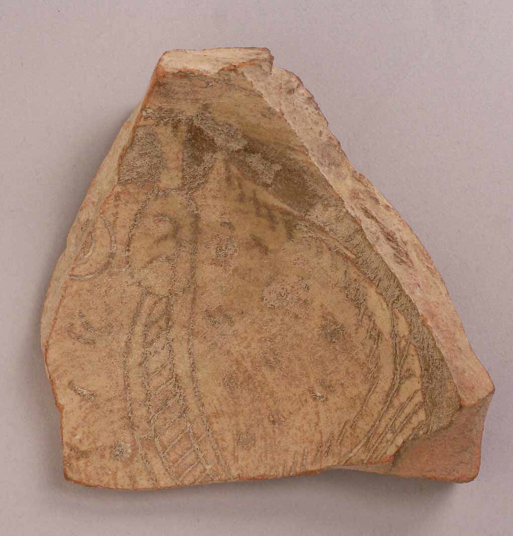 Two Fragments of Splashed Sgraffito Ware, Earthenware; slipped, incised, glazed, and splashed