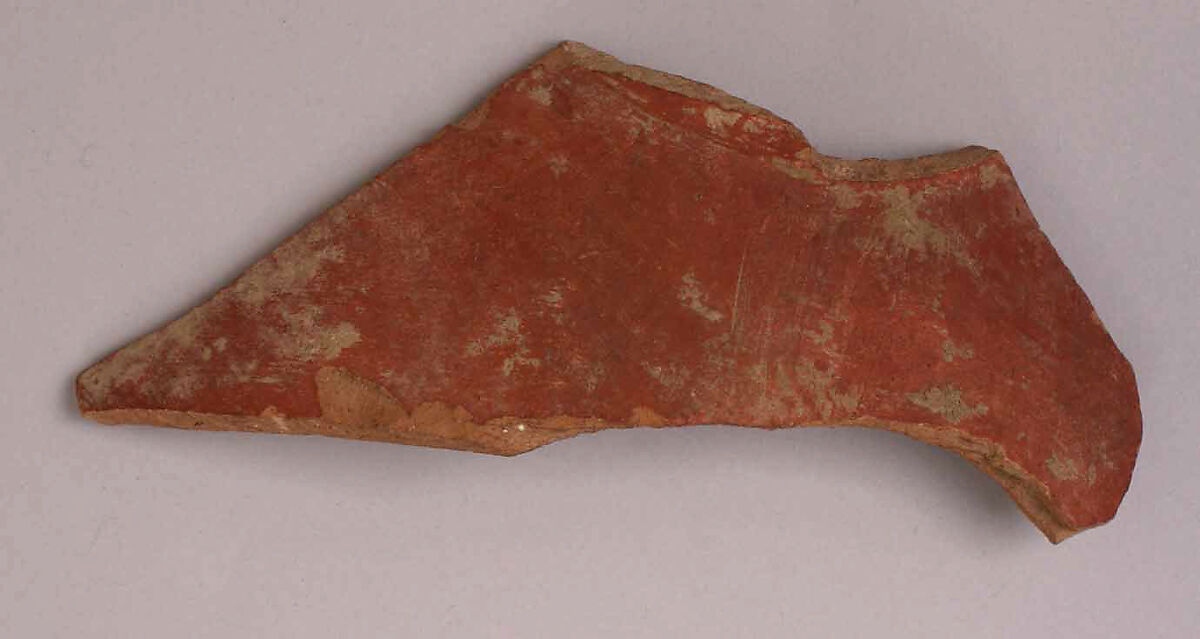 Fragment of a Red Slipped Ware, Earthenware; slipped 