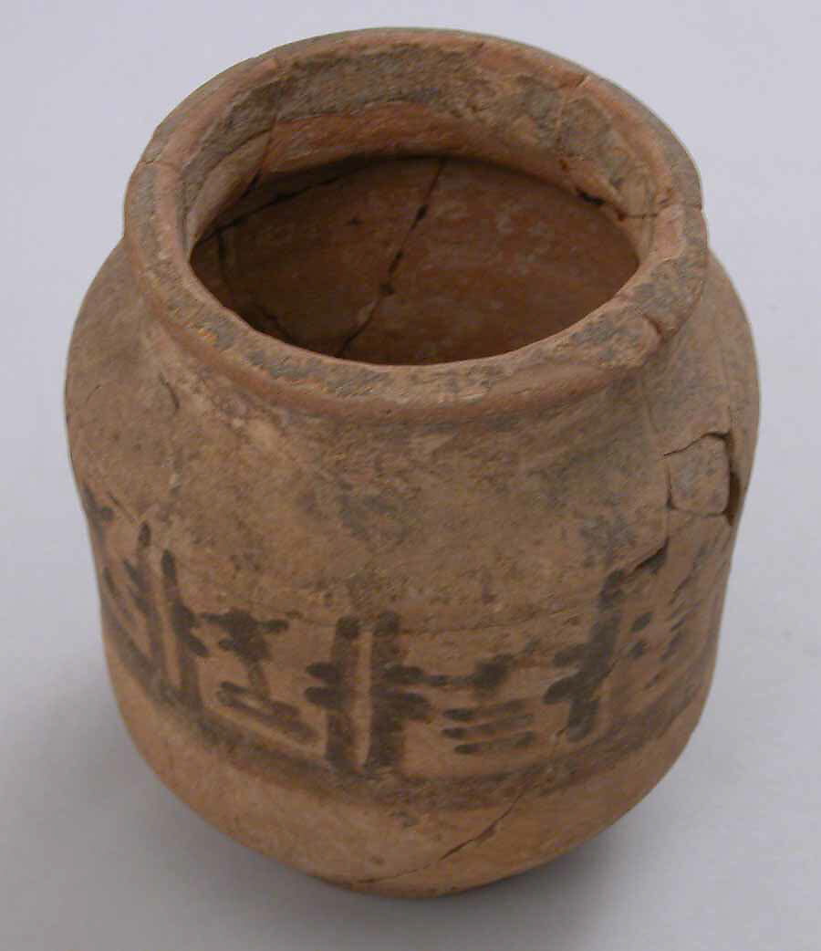 Jar, Earthenware; slip-covered, painted; unglazed
