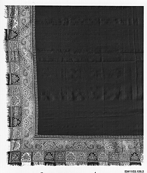 Shawl, Wool, silk; embroidered