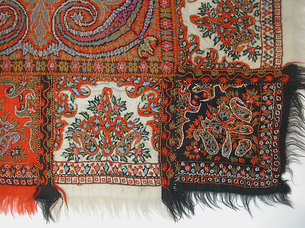 Shawl, Wool, silk; embroidered