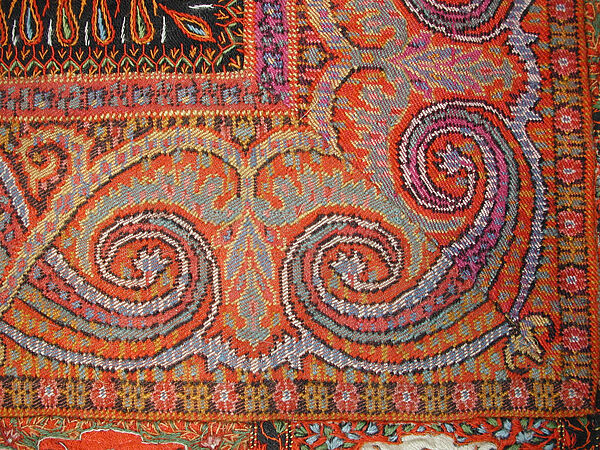 Shawl, Wool, silk; embroidered