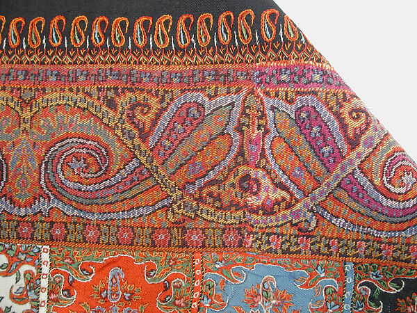 Shawl, Wool, silk; embroidered