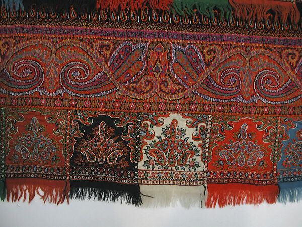 Shawl, Wool, silk; embroidered