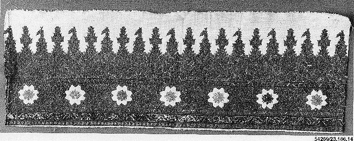 Fragment of Hanging, Cotton, silk; embroidered 