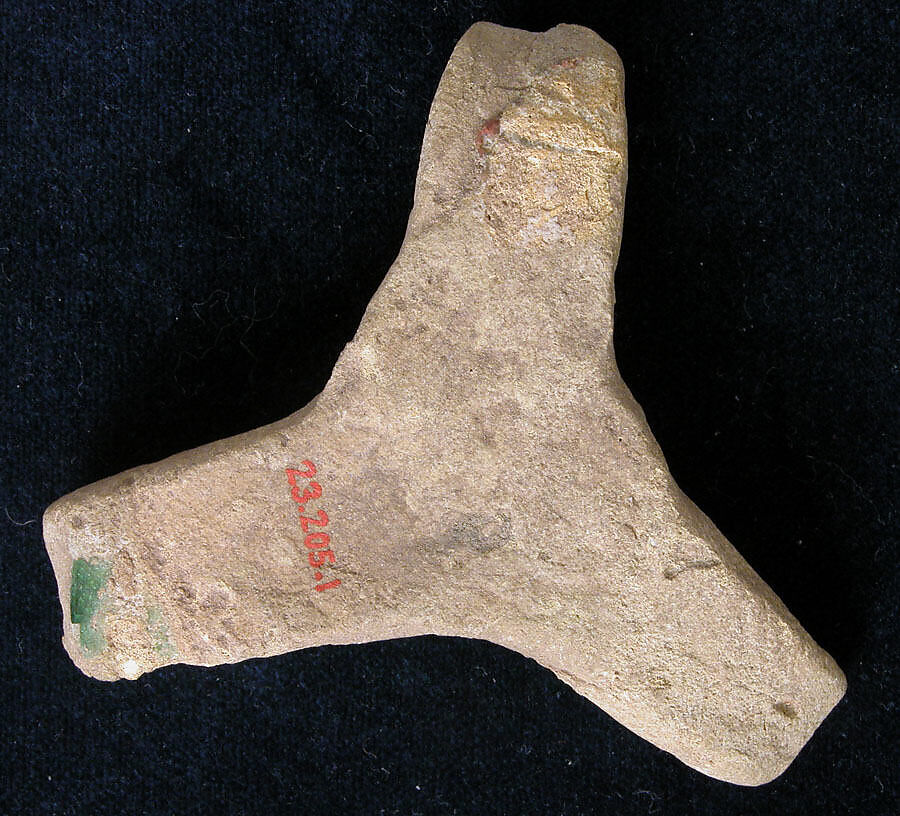 Tripod for kiln, Earthenware; drops of green glaze