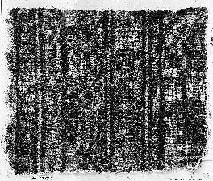 Carpet fragment, Cotton, wool; asymmetrically knotted pile 