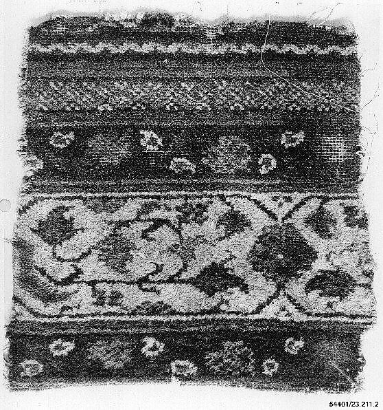 Carpet Fragment, Wool; asymmetrically knotted pile