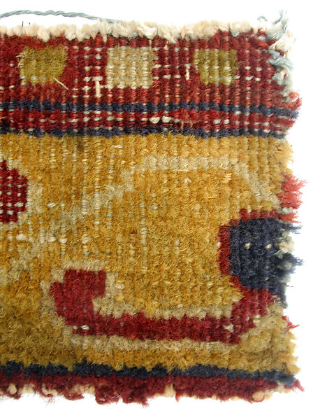 Carpet Fragment, Cotton (warp and weft), wool (pile); asymmetrically knotted pile