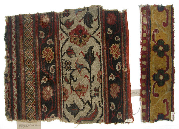 Carpet Fragment, Cotton (warp and weft), wool (pile); asymmetrically knotted pile