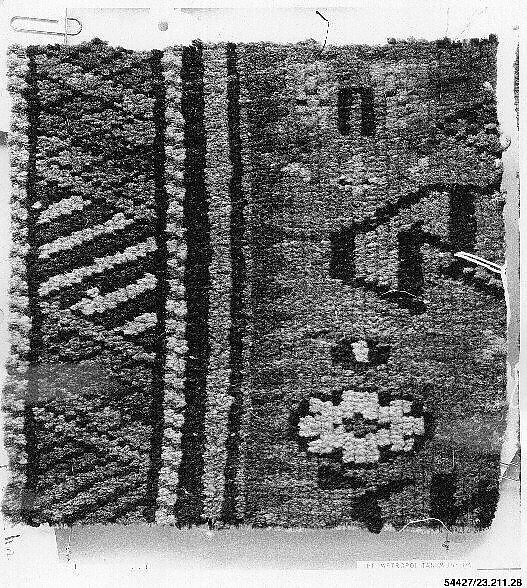 Carpet Fragment, Wool, cotton; symmetrically knotted pile 