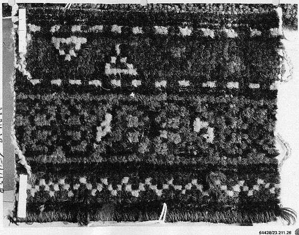 Carpet Fragment, Cotton (warp), wool (weft and pile); asymmetrically knotted pile 