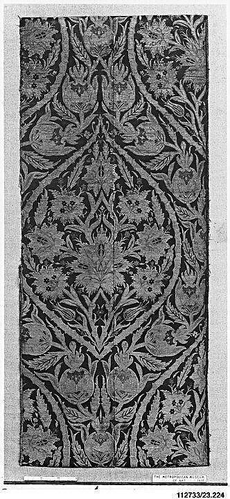 Brocade, Silk and metal wrapped thread; brocaded