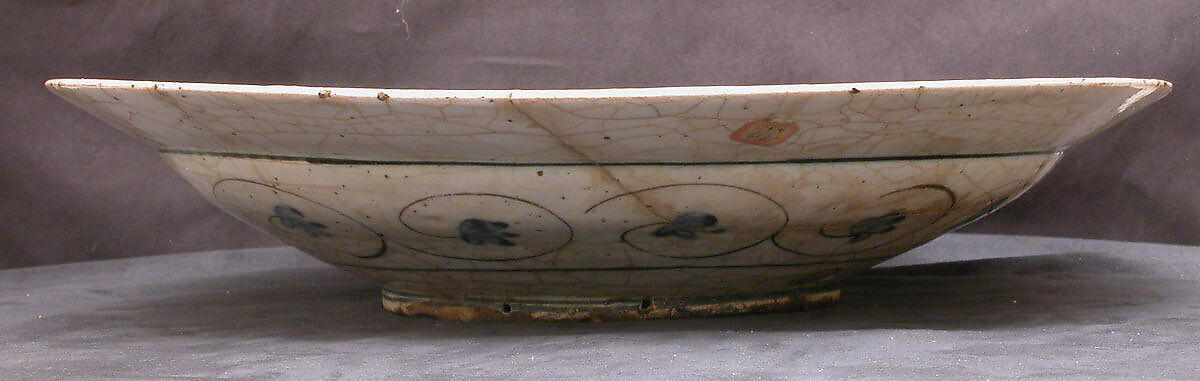 Dish, Stonepaste; underglaze painted