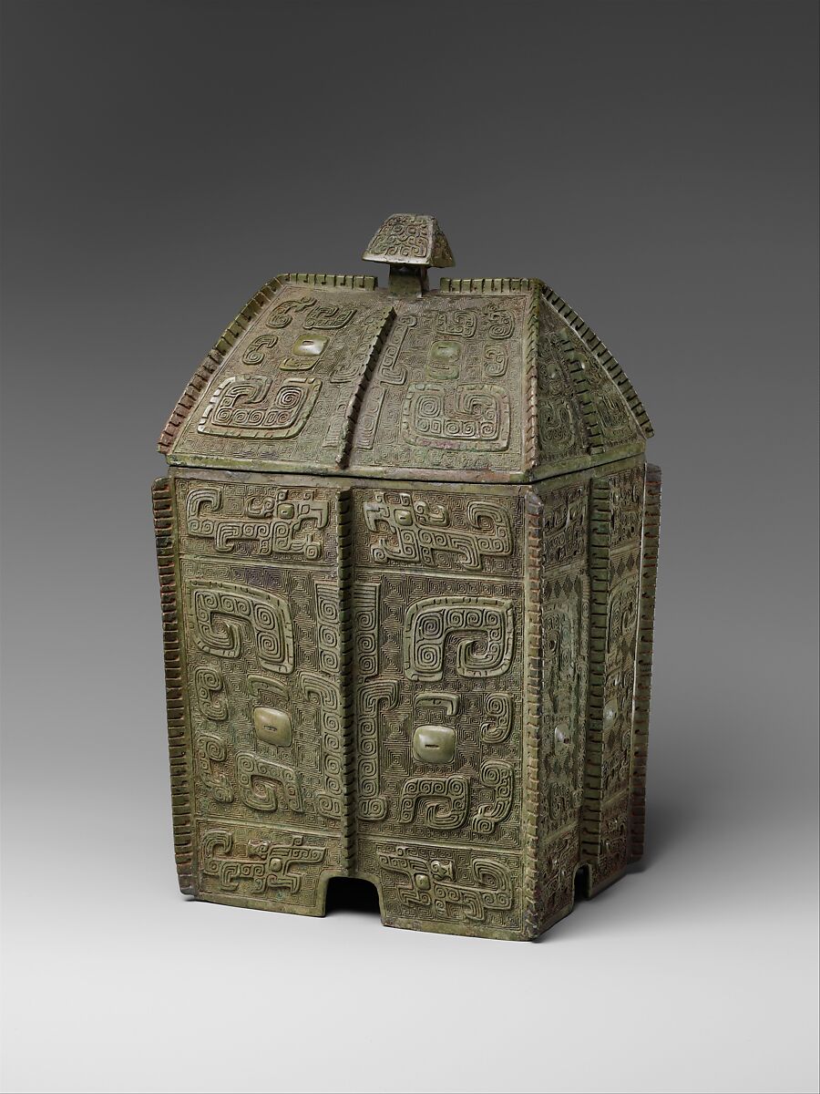 Rectangular wine container (fangyi), Bronze, China 
