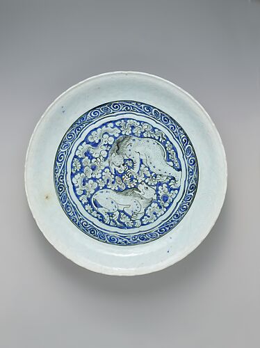 Dish with Two Fighting Lions