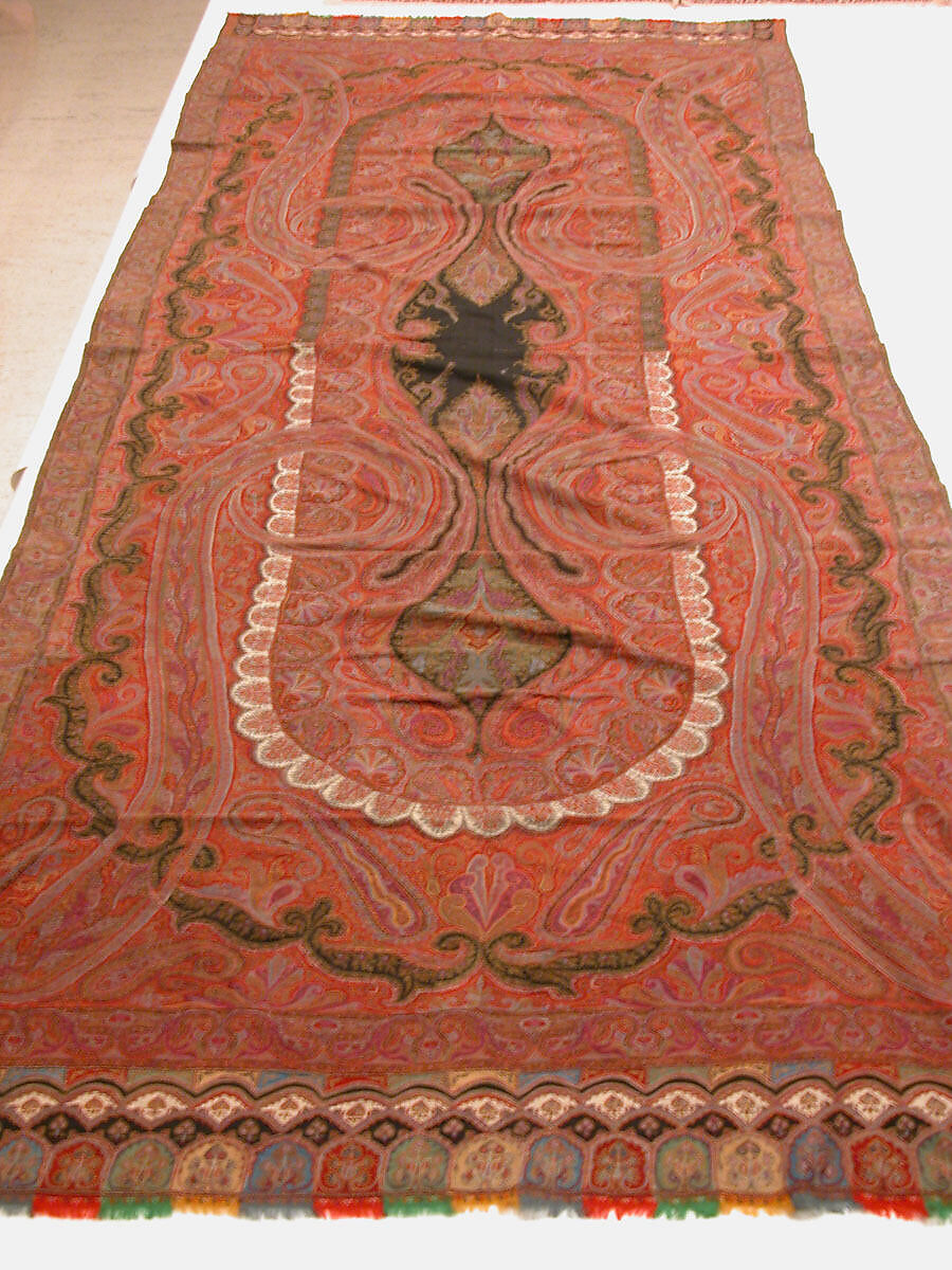 Shawl, Wool; embroidered