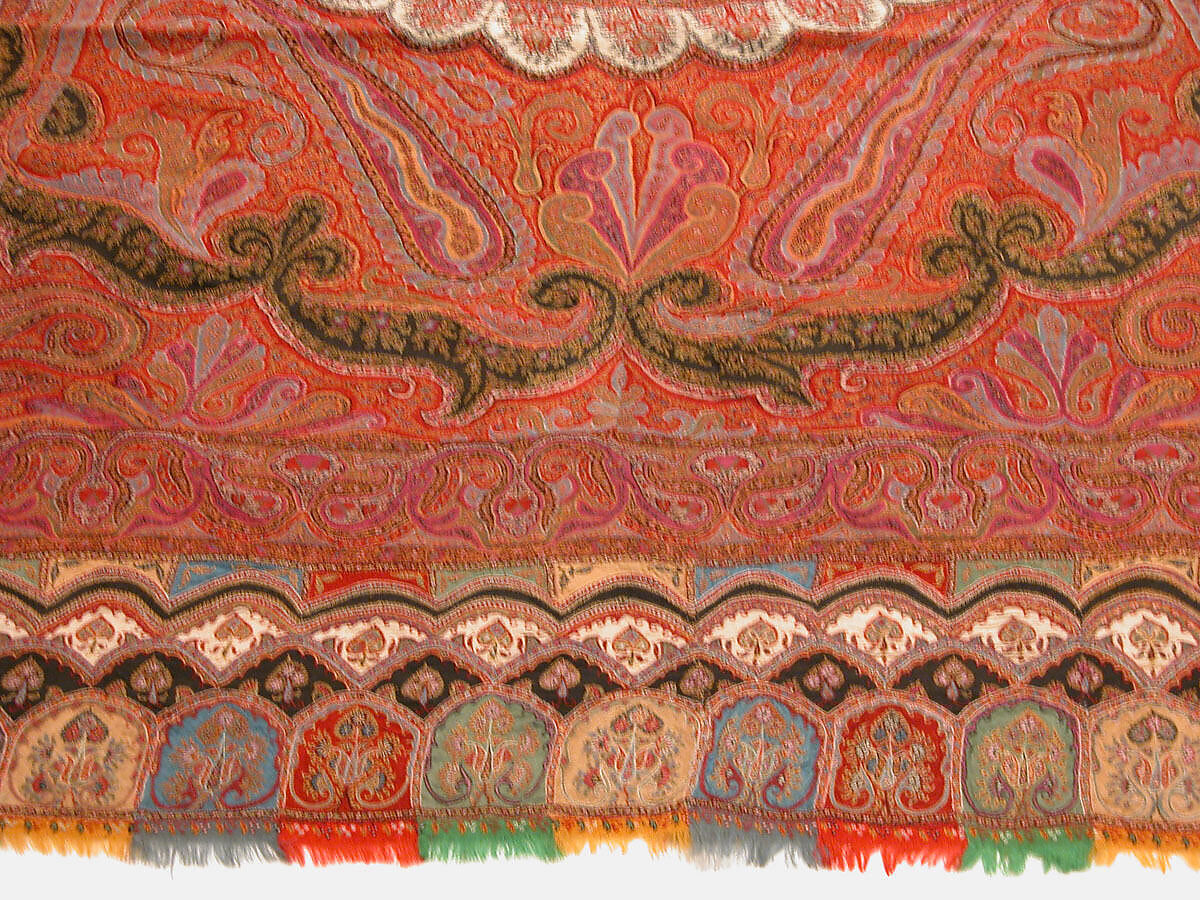 Shawl, Wool; embroidered