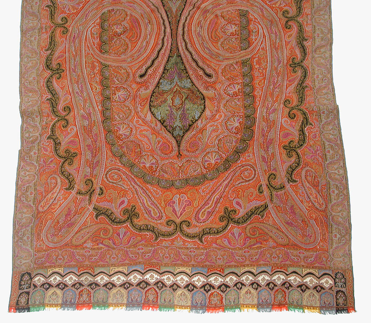 Shawl, Wool; embroidered