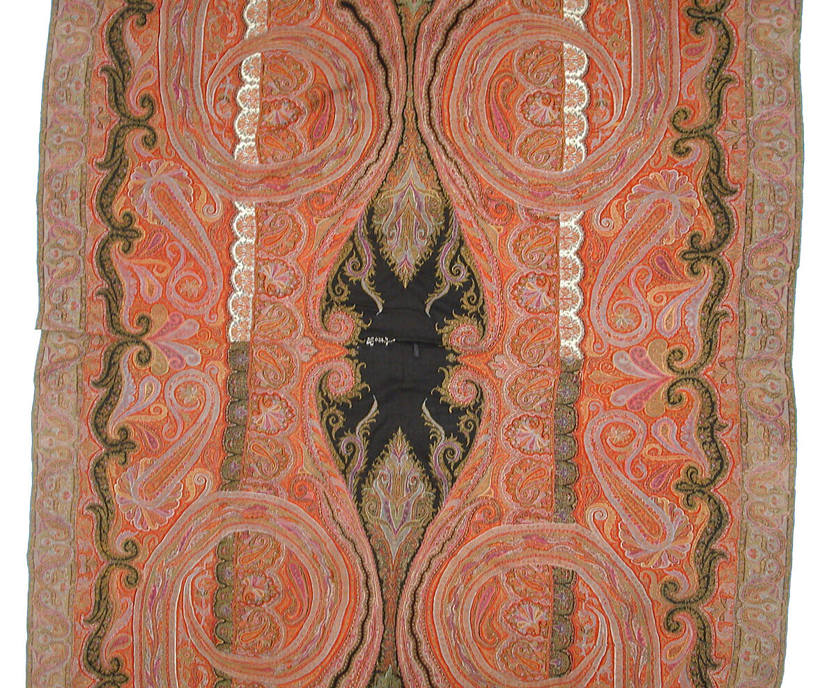 Shawl, Wool; embroidered