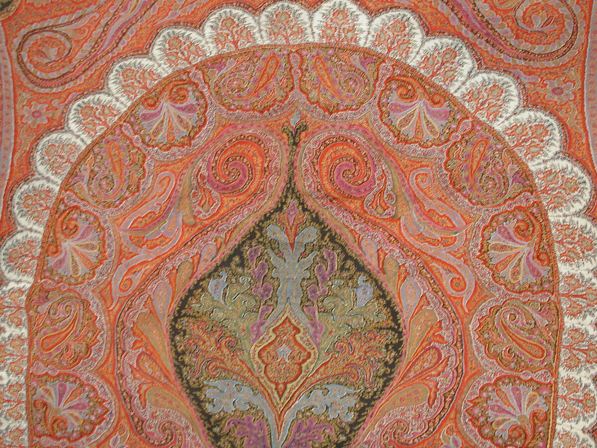 Shawl, Wool; embroidered