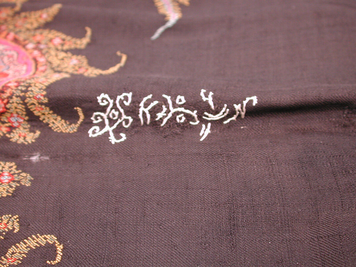 Shawl, Wool; embroidered