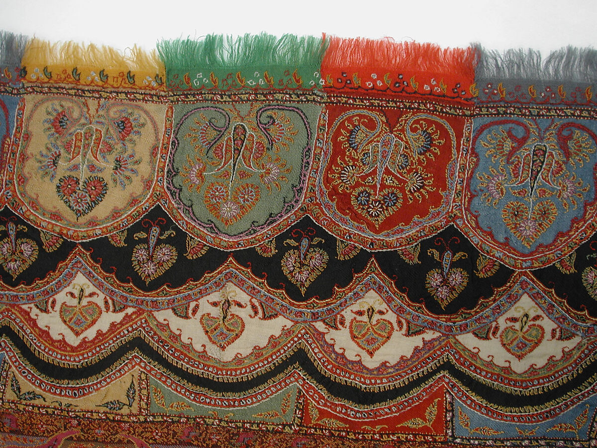 Shawl, Wool; embroidered