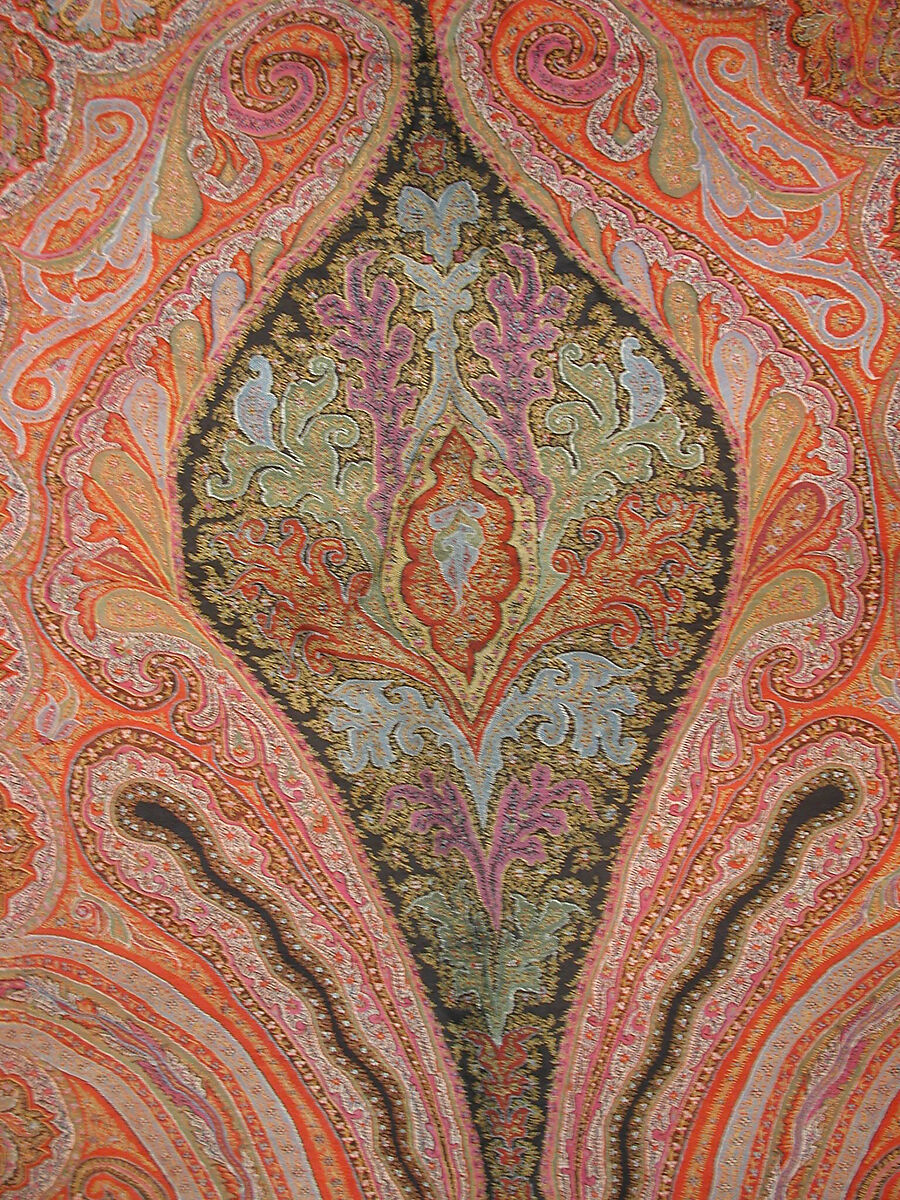 Shawl, Wool; embroidered