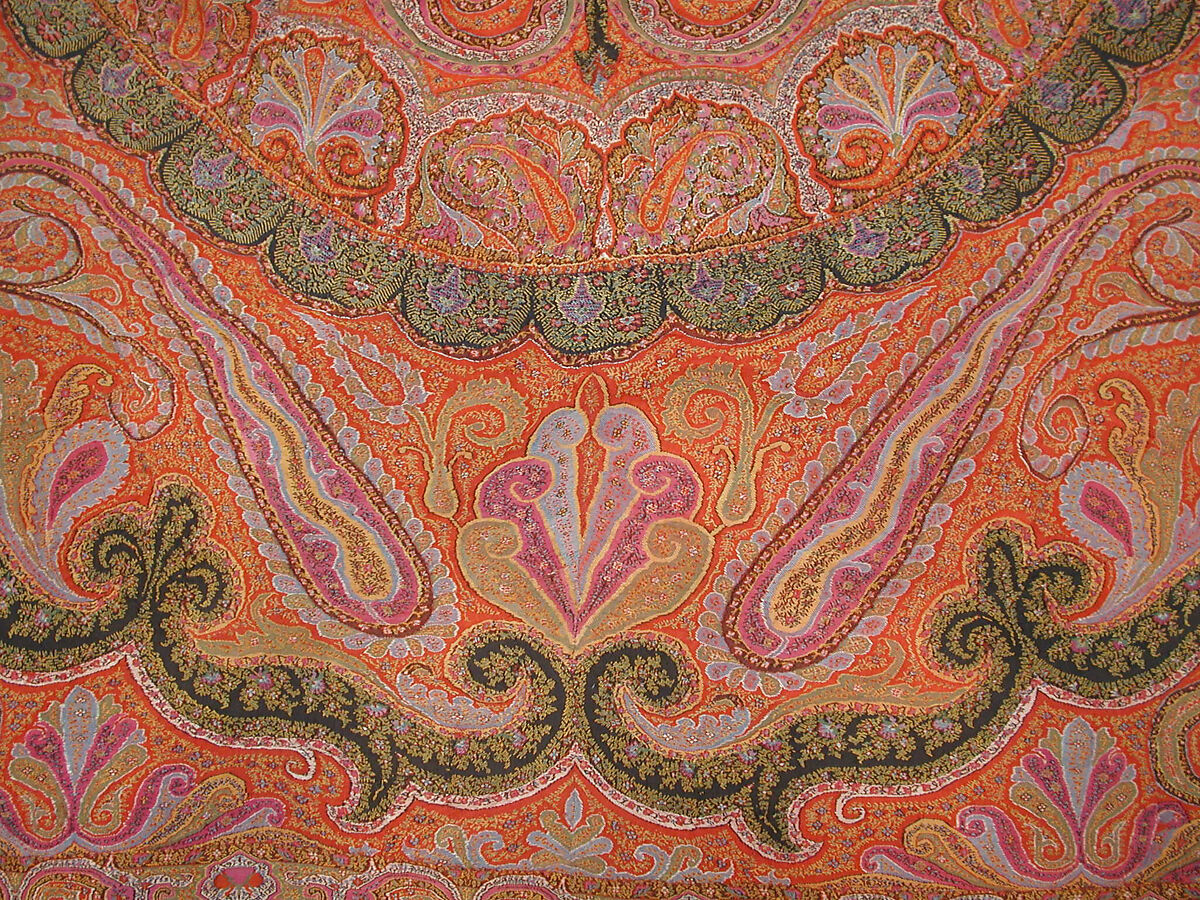 Shawl, Wool; embroidered