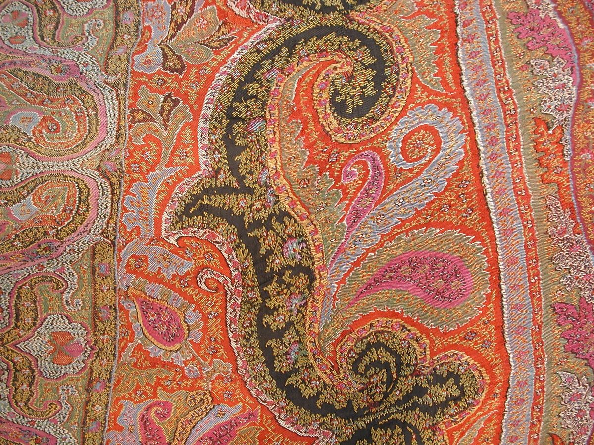 Shawl, Wool; embroidered