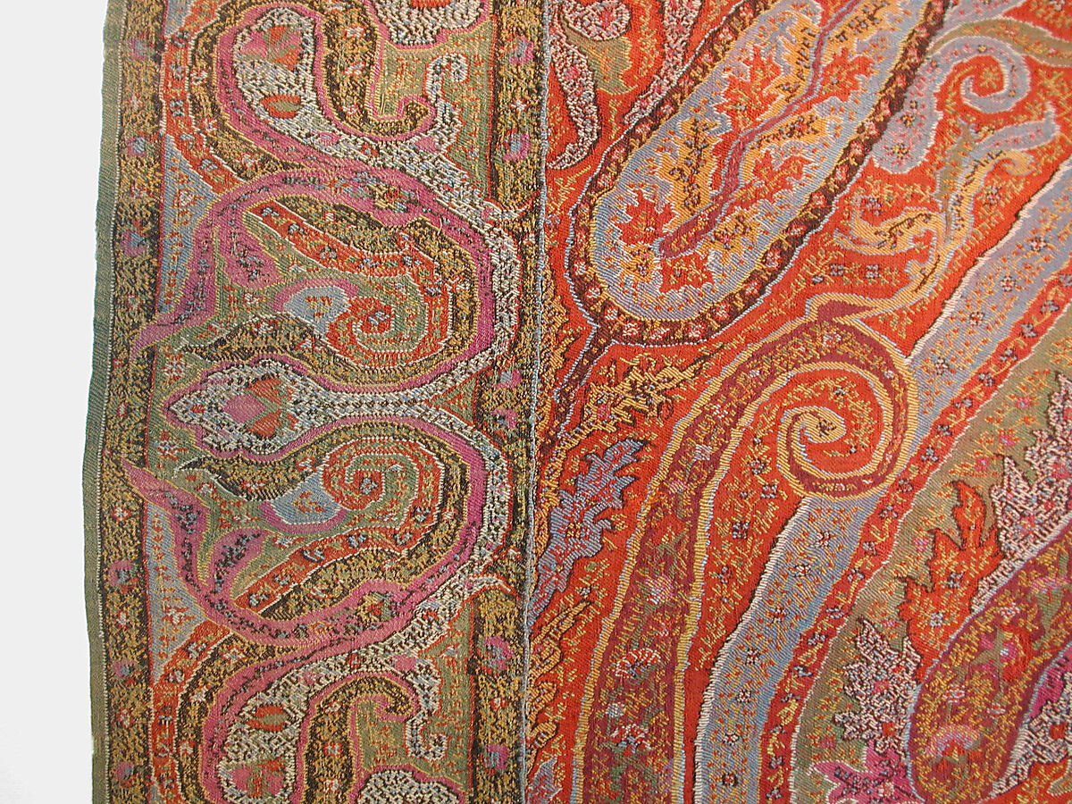 Shawl, Wool; embroidered