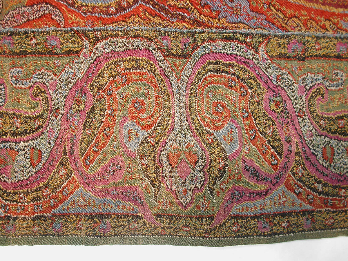 Shawl, Wool; embroidered