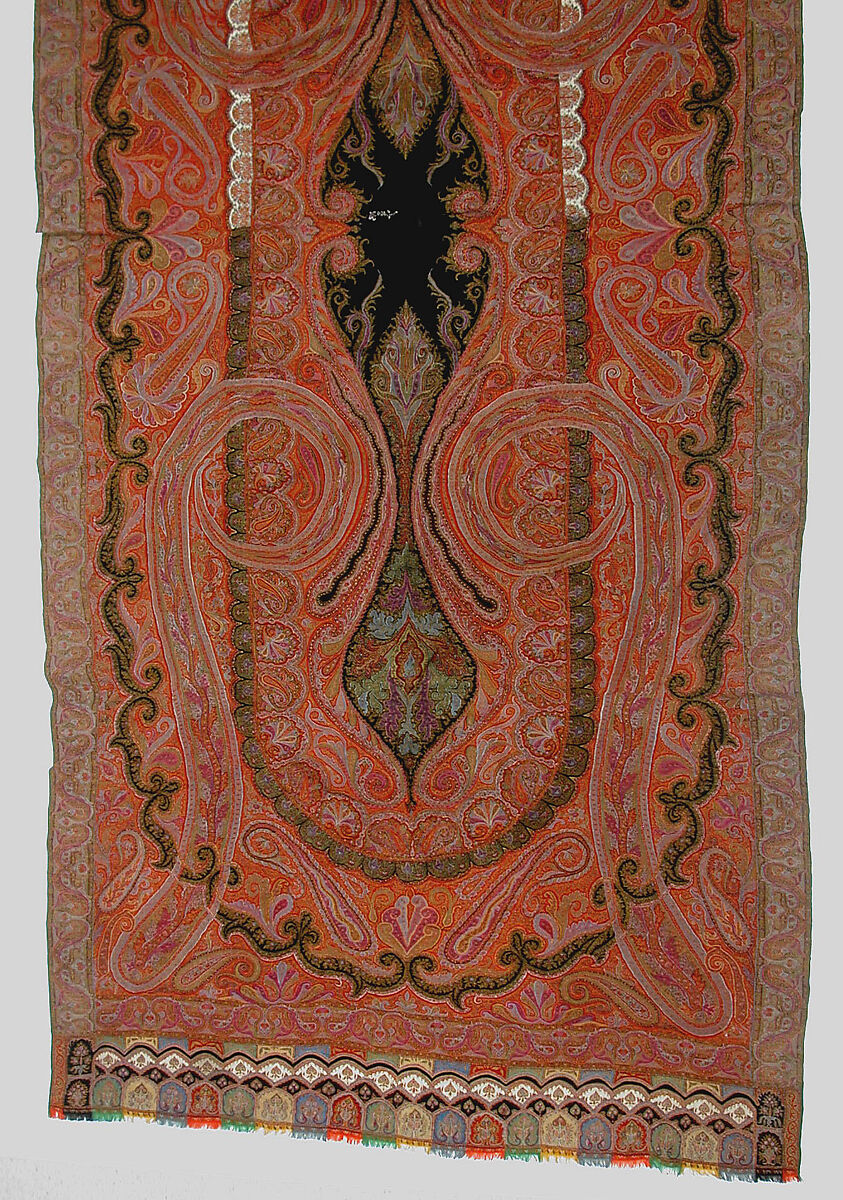 Shawl, Wool; embroidered