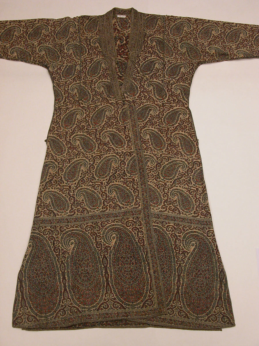 Man's Coat (Choga), Wool, metal wrapped thread; double interlocking twill tapestry weave, applied decorative braid