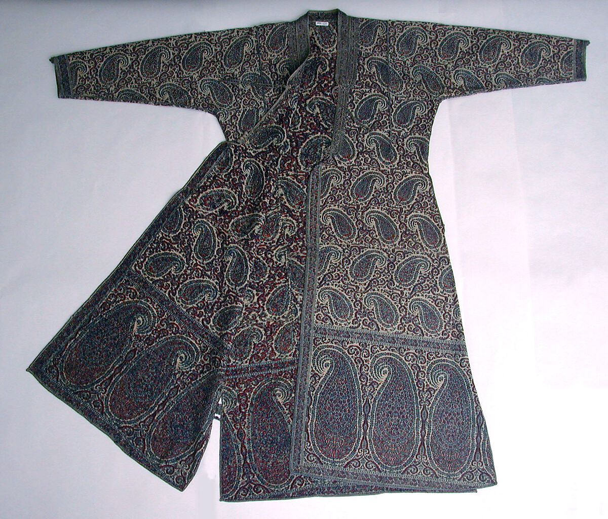 Man's Coat (Choga), Wool, metal wrapped thread; double interlocking twill tapestry weave, applied decorative braid