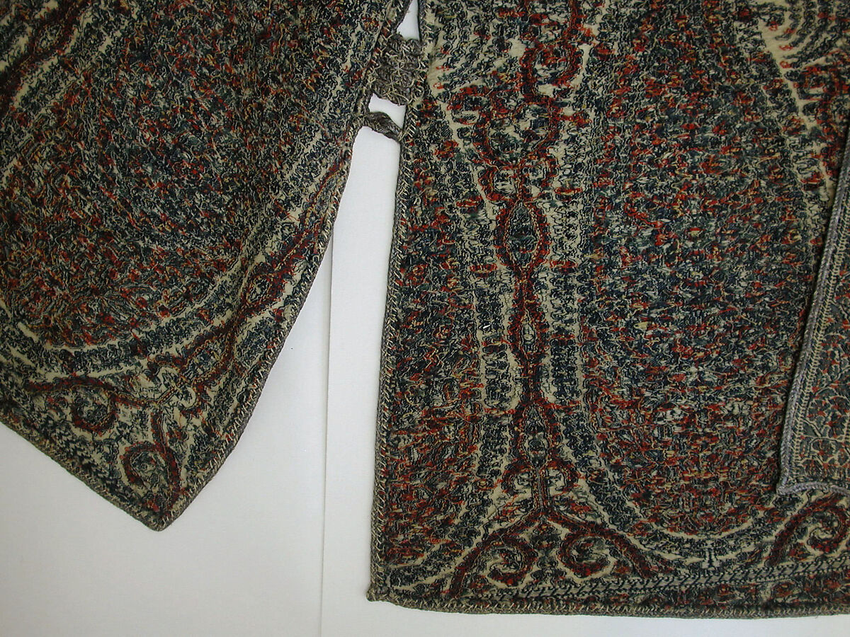 Man's Coat (Choga), Wool, metal wrapped thread; double interlocking twill tapestry weave, applied decorative braid