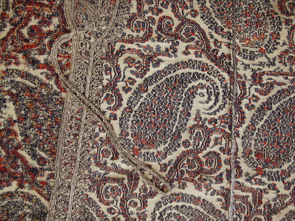 Man's Coat (Choga), Wool, metal wrapped thread; double interlocking twill tapestry weave, applied decorative braid