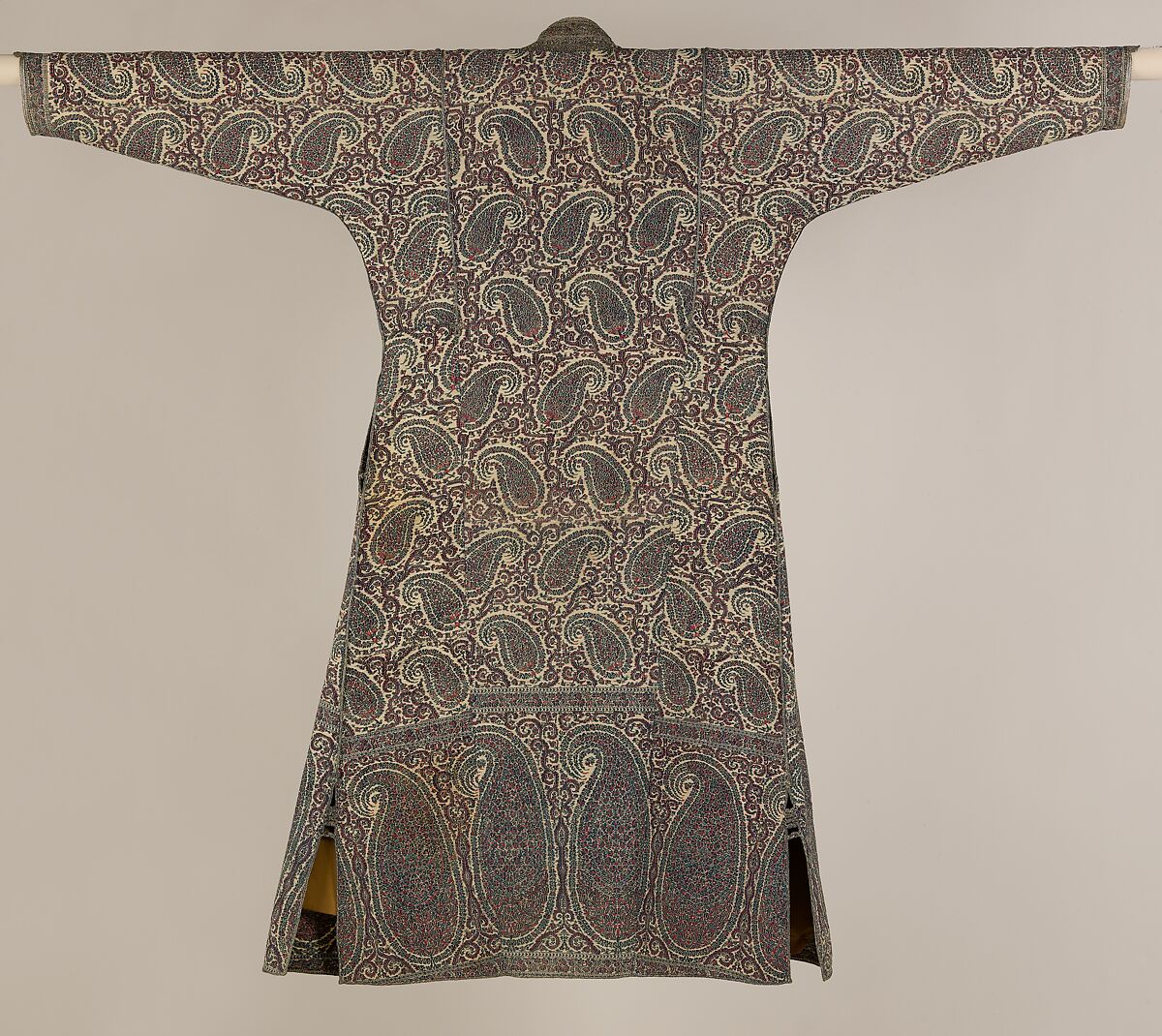 Man's Coat (Choga), Wool, metal wrapped thread; double interlocking twill tapestry weave, applied decorative braid