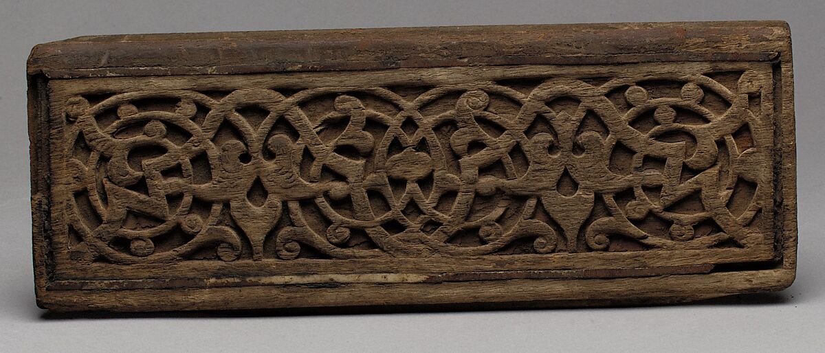 Panel, Wood, bone; carved, inlaid, and painted 