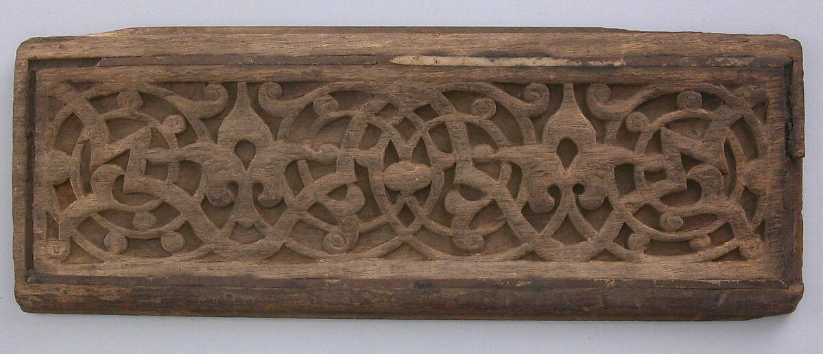 Panel, Wood, bone; carved, inlaid, and painted