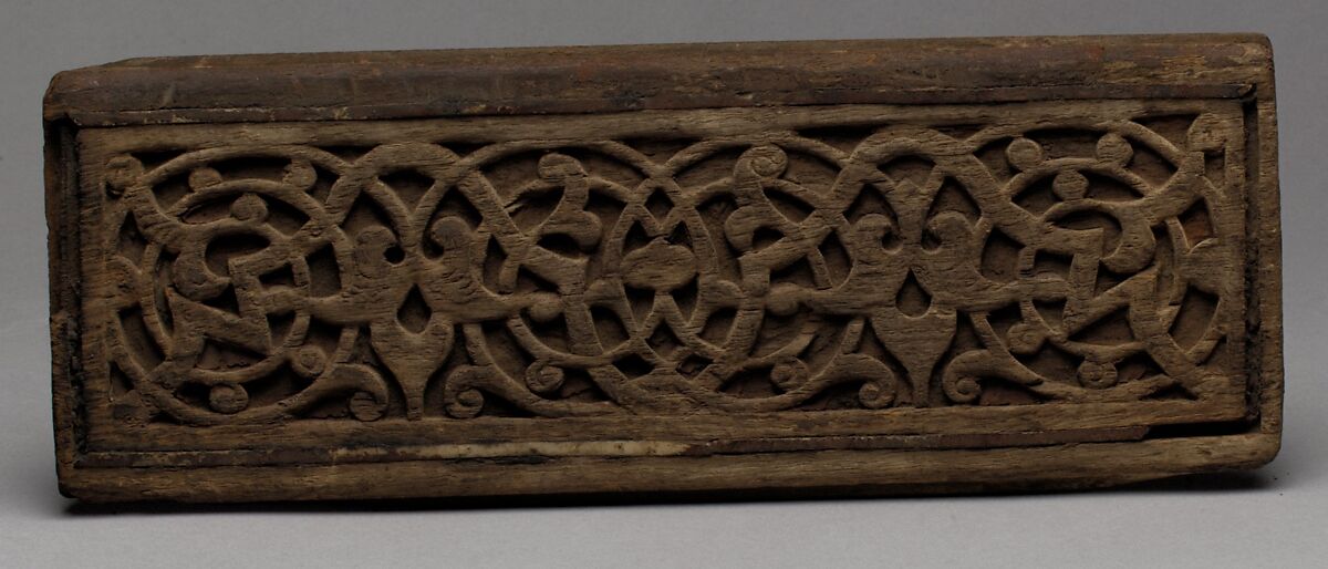 Panel, Wood, bone; carved, inlaid, and painted