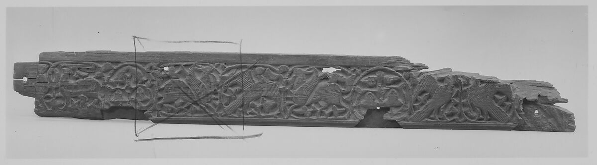 Panel with Birds, Griffins, and Animals, Wood; carved