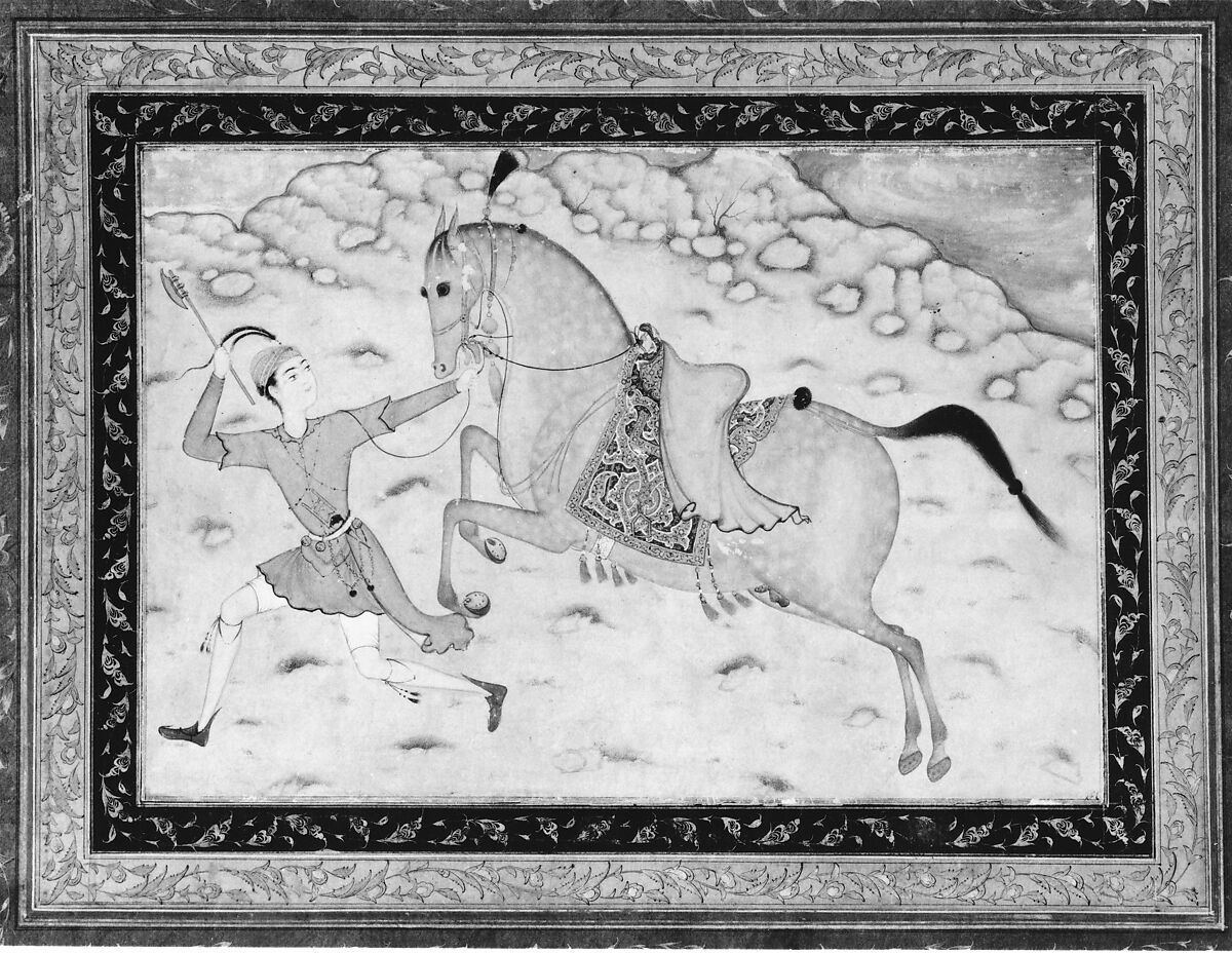 Royal Horse and Runner, Ink, opaque watercolor, and gold on paper