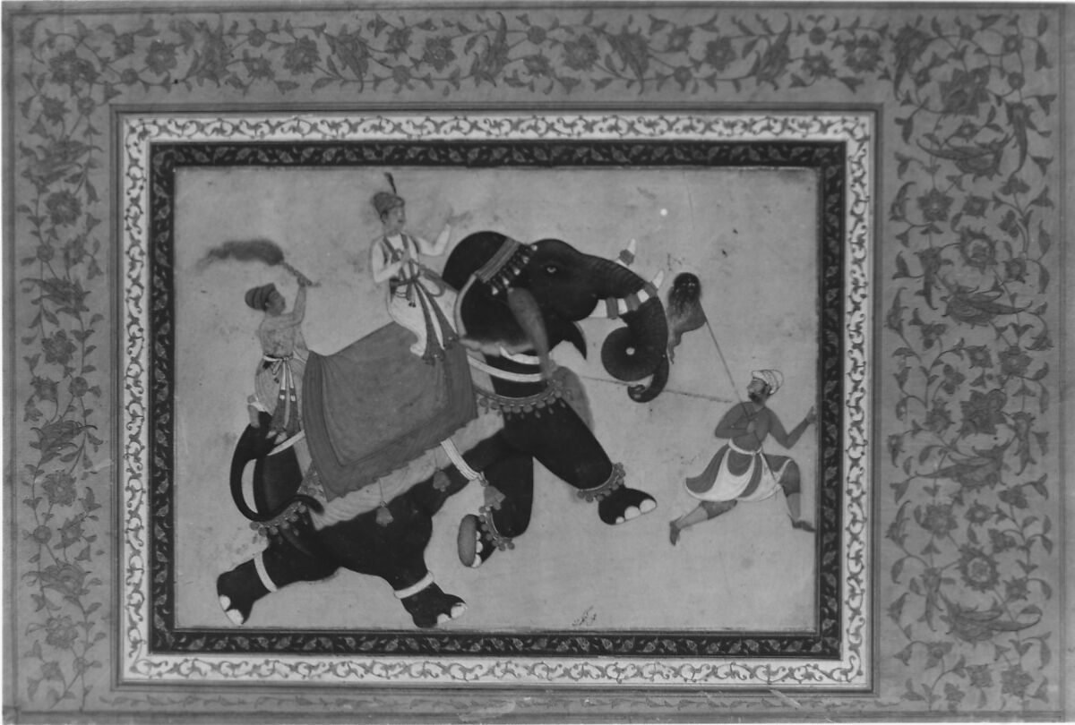 Prince Riding an Elephant, Painting by Khem Karan, Ink, opaque watercolor, and gold on paper