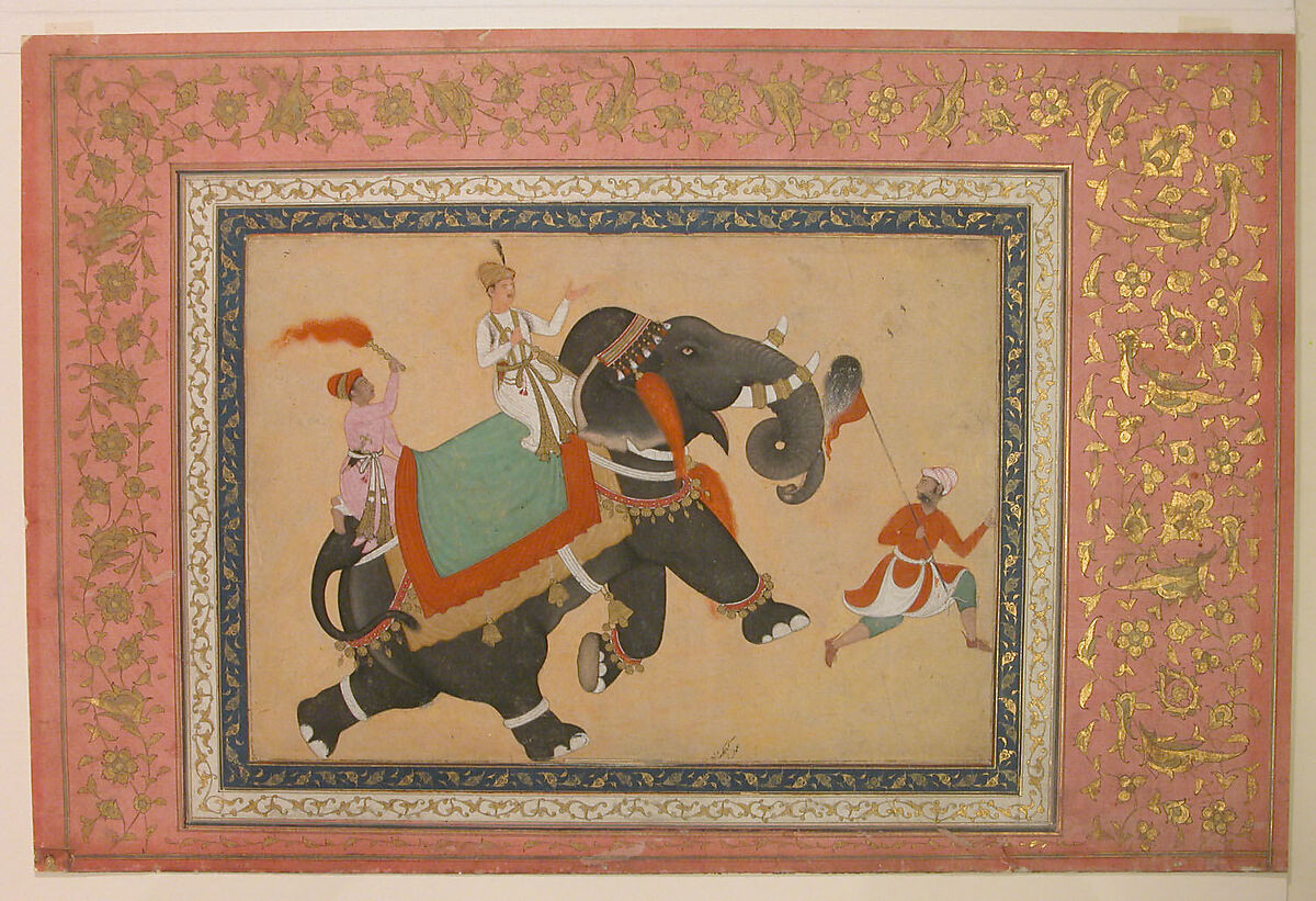 Prince Riding an Elephant, Painting by Khem Karan, Ink, opaque watercolor, and gold on paper