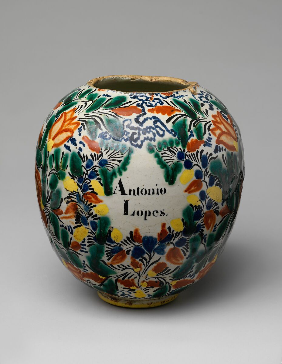 Jar, Tin-glazed earthenware, Mexican 