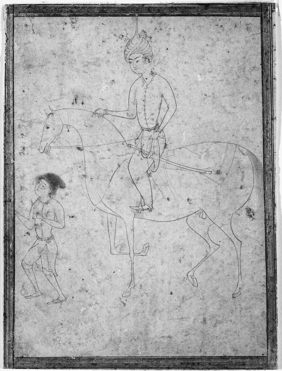 Groom and Rider, Ink and watercolor on paper