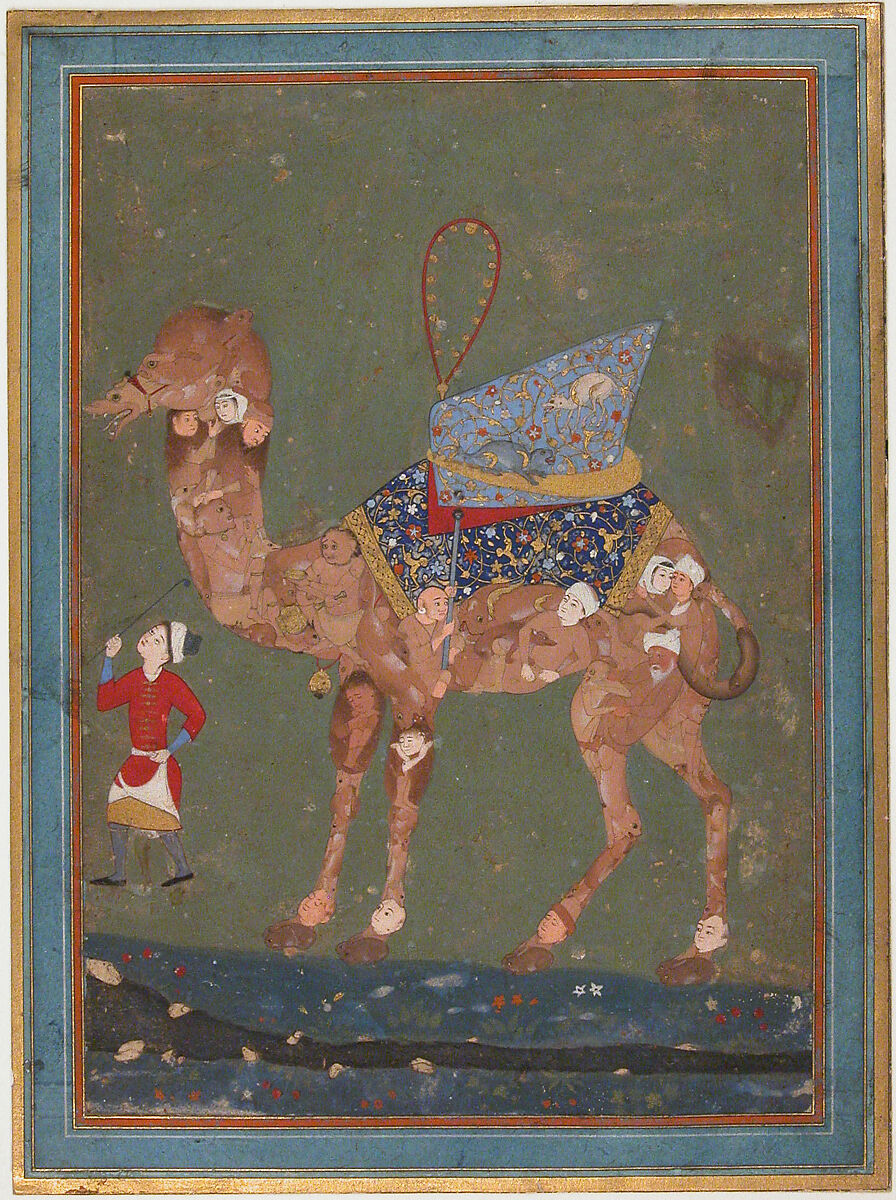 Composite Camel with Attendant, Opaque watercolor and ink on paper