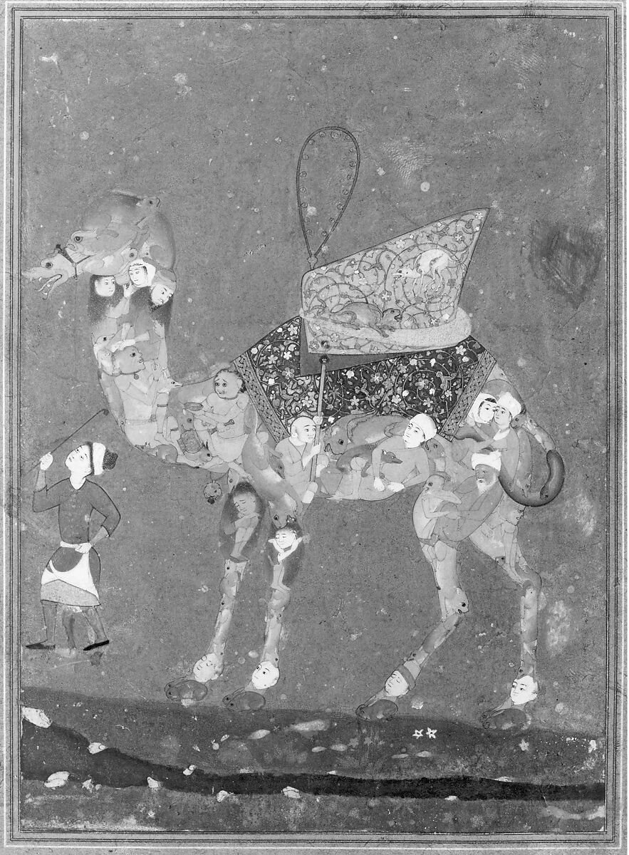 Composite Camel with Attendant, Opaque watercolor and ink on paper